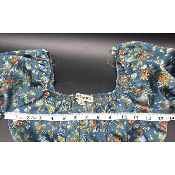 Inspired Hearts Colorful Floral Satin Milk Maid Peasant Midi Dress Sz S NEW - Picture 11 of 11